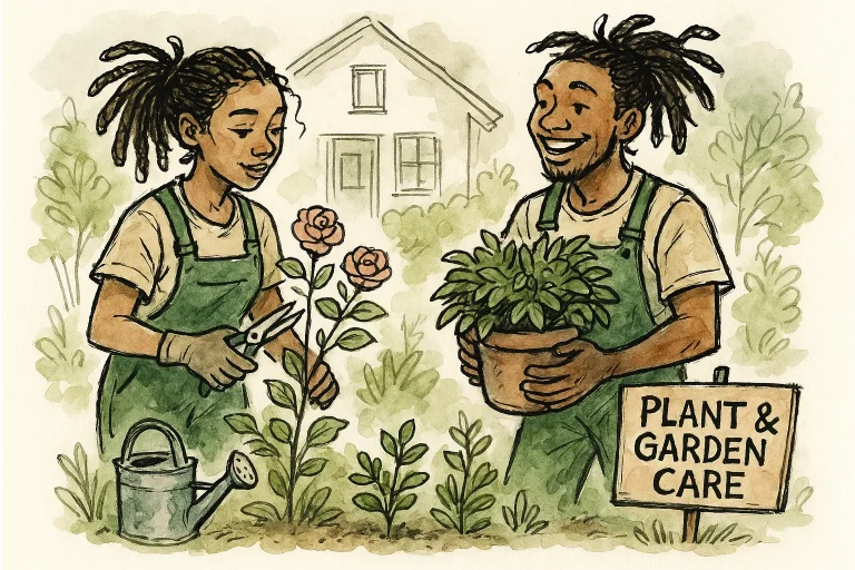 Serviço de cuidado de plantas e jardins residenciais