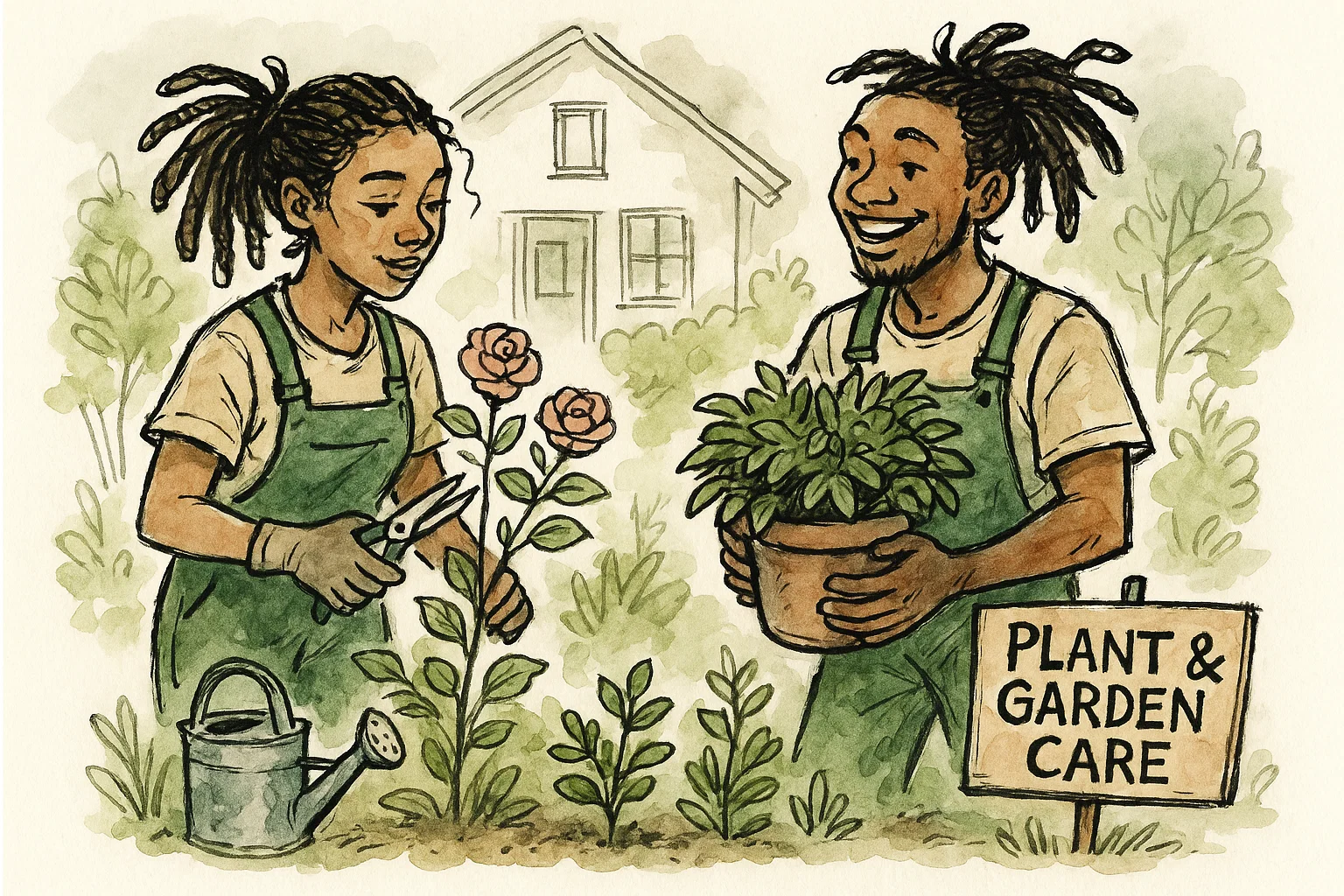 Serviço de cuidado de plantas e jardins residenciais