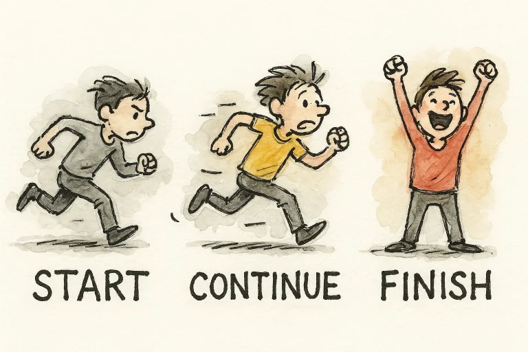 Começar, Continuar e Finalizar